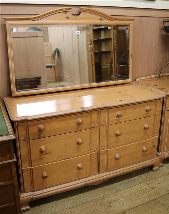 A pine chest with mirror, W.122cm